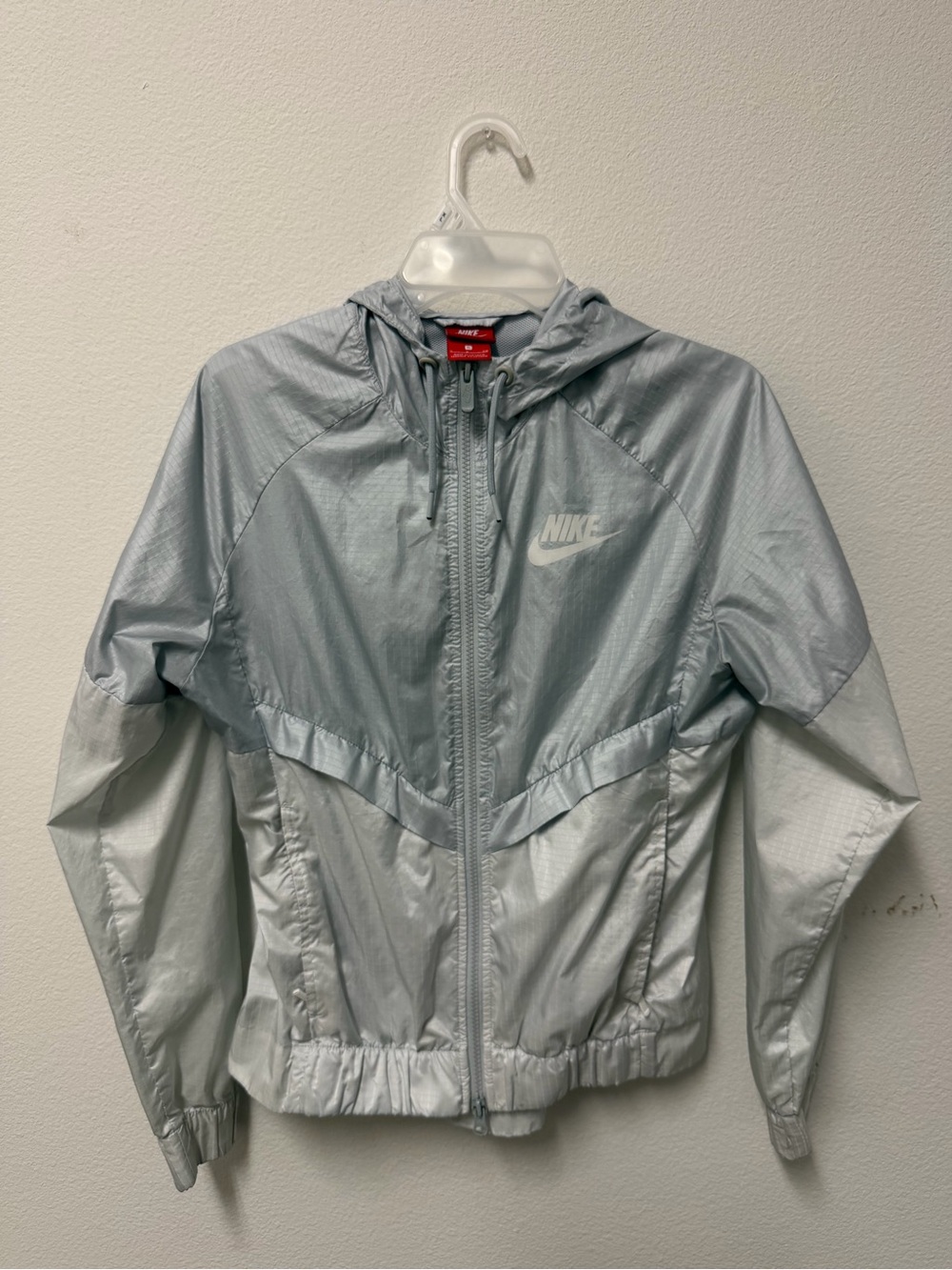 Nike Women's Silver Hooded Reflective Bomber Jacket